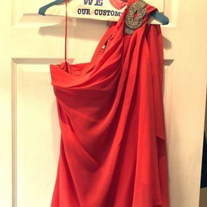 Orange One-Shouldered Mini Dress